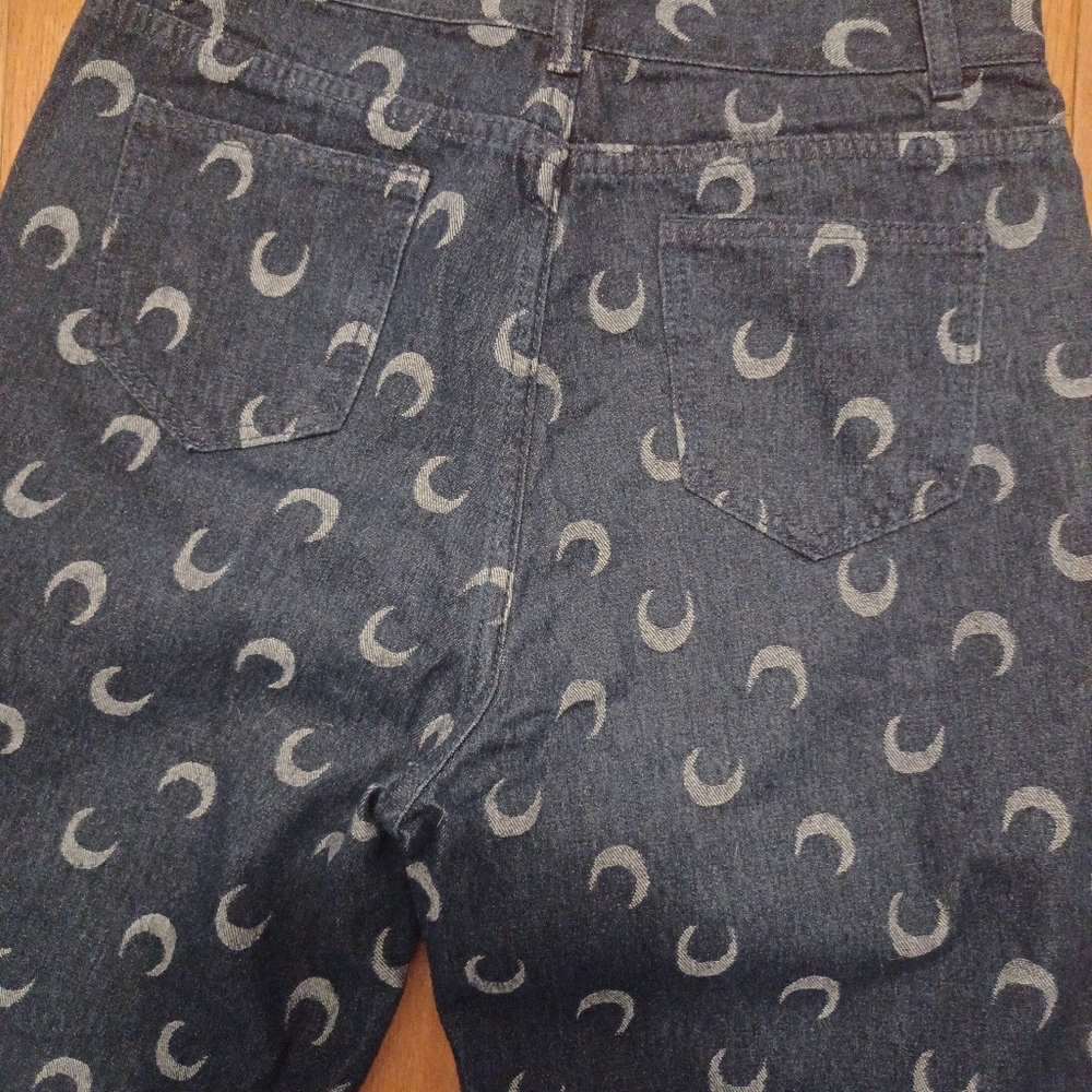 Moon Denim Wide Leg Jeans with Crescent Print Size M - Picture 3 of 3